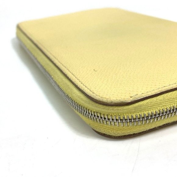Authentic HERMES Azap Long Silk-In Zip Around Long Wallet Leather yellow/Green - Picture 10 of 15